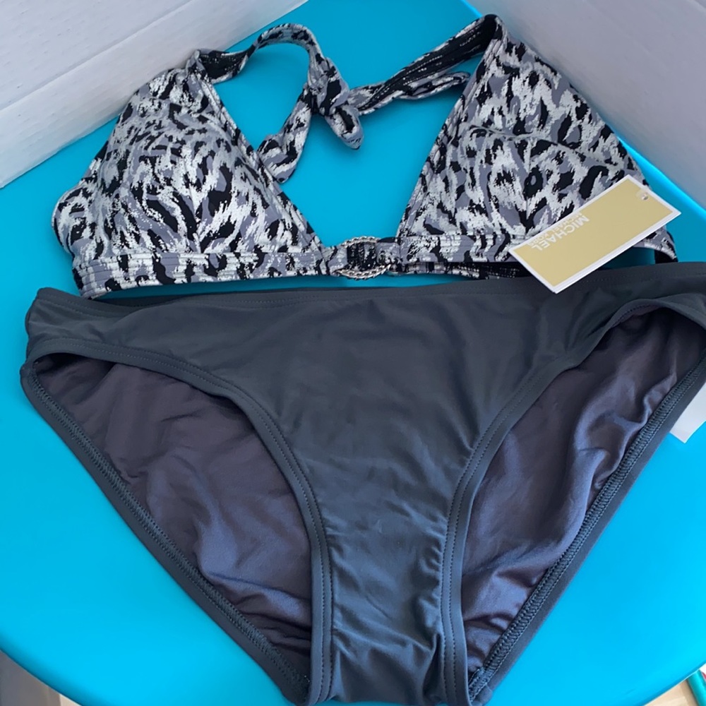 NWT Michael Kors Chain-Ring Halter Bikini Swim Set